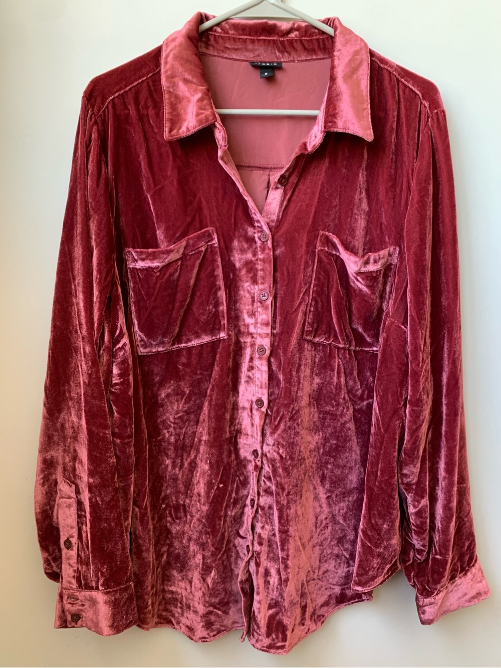 TORRID Women’s Dark Rose Crushed Velvet Button Up Viscose Nylon Shirt Blouse - Picture 6 of 7